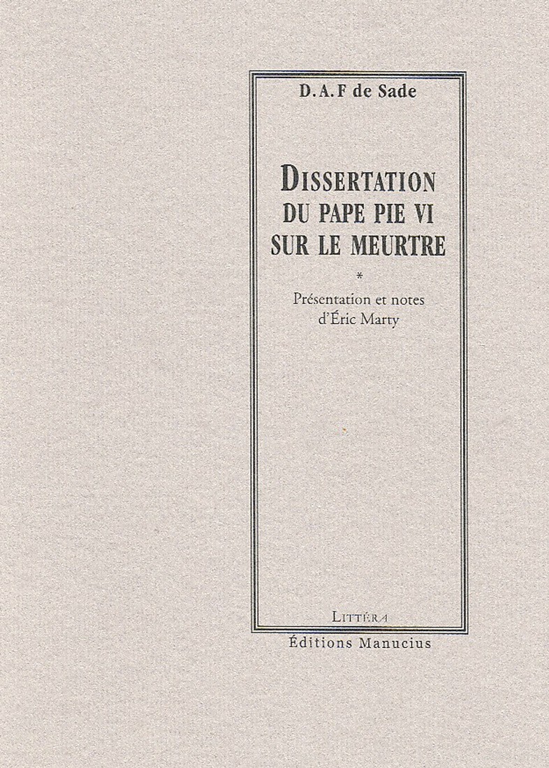 Dissertation du pape Pie VI sur le meurtre