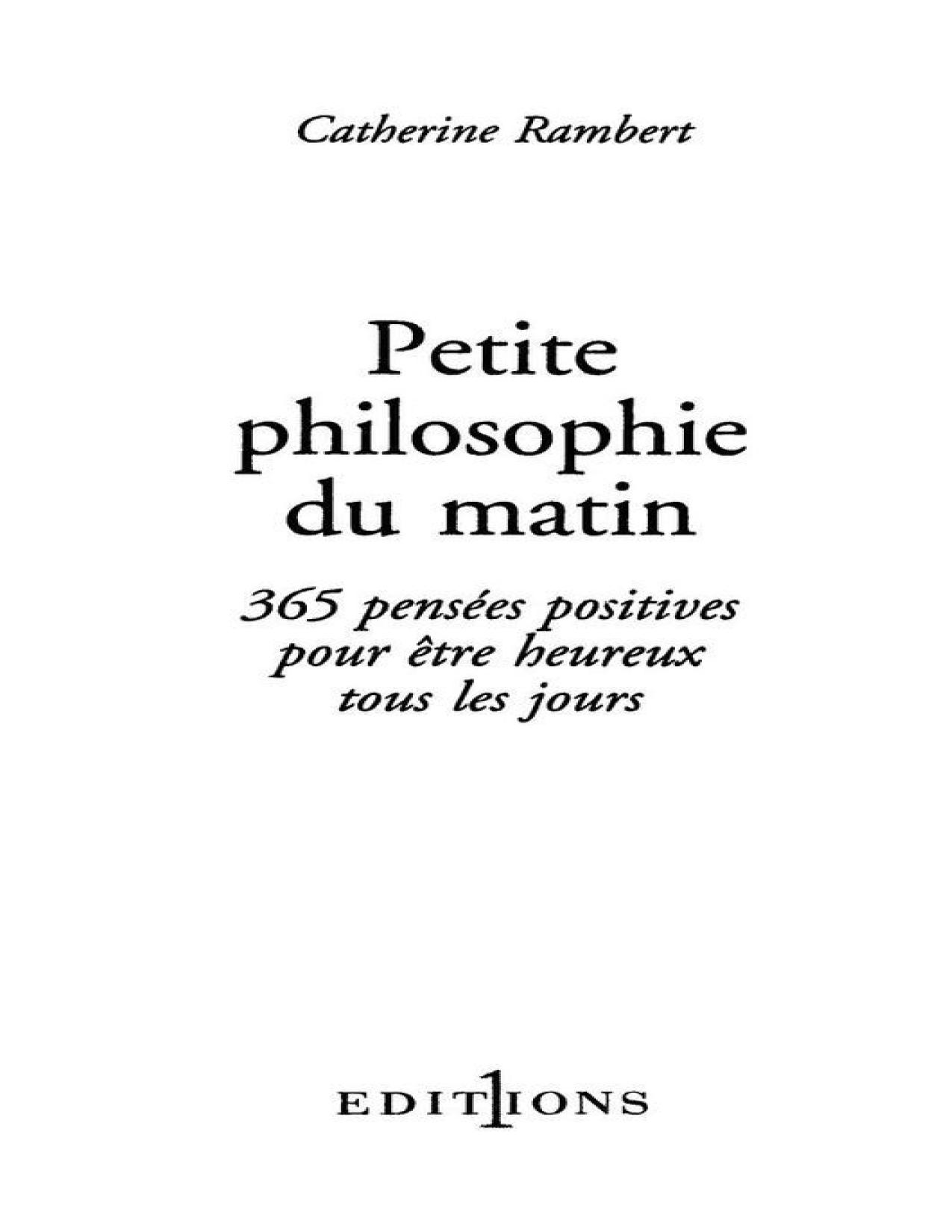 Petite philosophie du matin