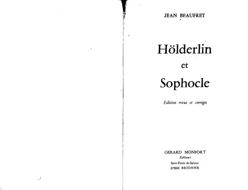 Hölderlin et Sophocle (Imago Mundi)