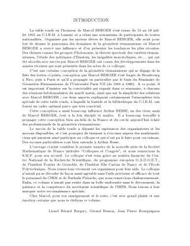 Actes de La Table Ronde de Geometrie Differentielle