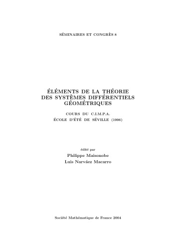 Elements De La Theorie Des Systemes Diffrentiels Geometriques