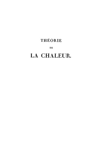 Théorie analytique de la chaleur