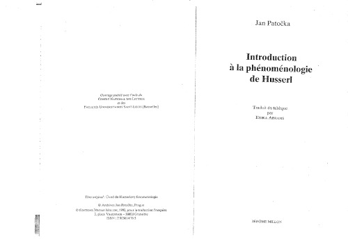 Introduction à la phénoménologie de Husserl