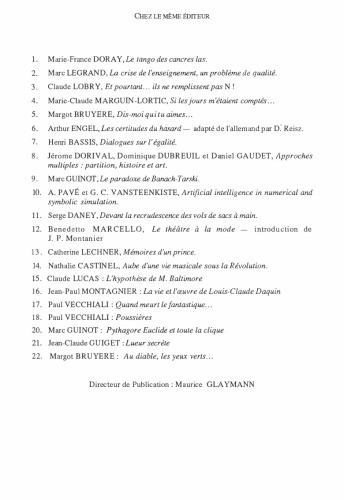 Arithmétique pour amateurs (par un autodidacte). Livre I, Pythagore, Euclide et toute la clique