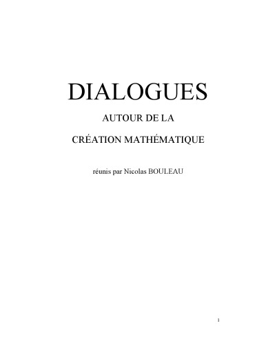 Dialogues autour de la création mathématique