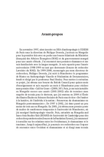 De l'ombre à la lumière, de l'individu à la nation : ethnographie du renouveau chamanique en Mongolie postcommuniste