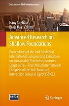 Advanced Research on Shallow Foundations : Proceedings of the 2nd GeoMEast International Congress and Exhibition on Sustainable Civil Infrastructures, Egypt 2018 -- The Official International Congress of the Soil-Structure Interaction Group in Egypt (SSIGE)