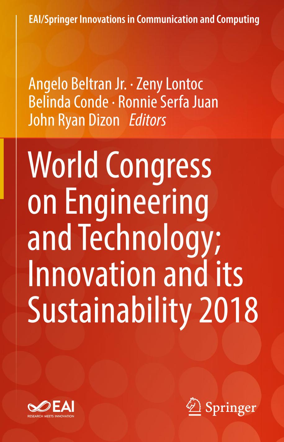 World Congress on Engineering and Technology ; Innovation and its Sustainability 2018