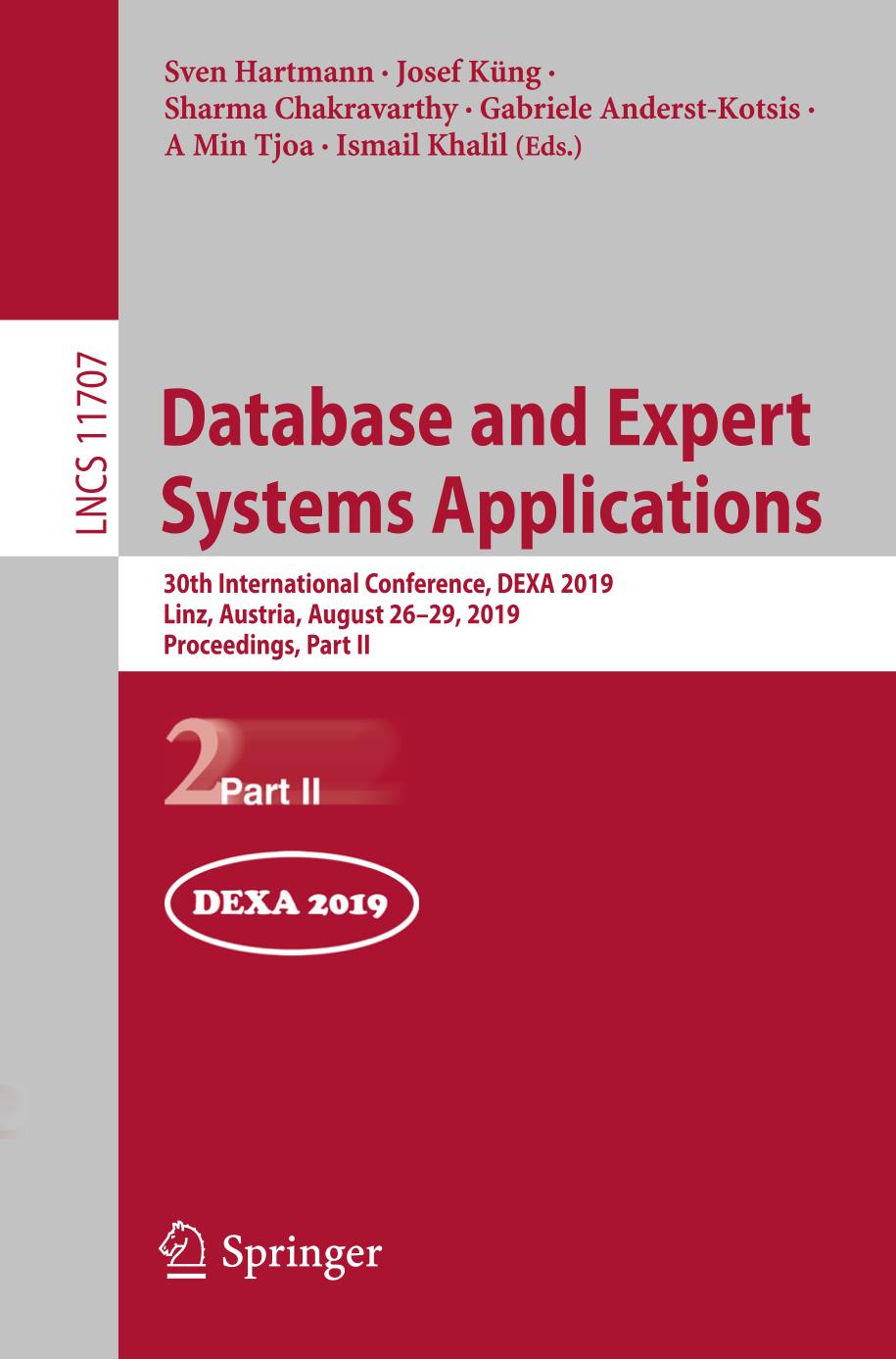 Database and Expert Systems Applications : 30th International Conference, DEXA 2019, Linz, Austria, August 26–29, 2019, Proceedings, Part II