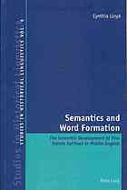 Semantics and Word Formation