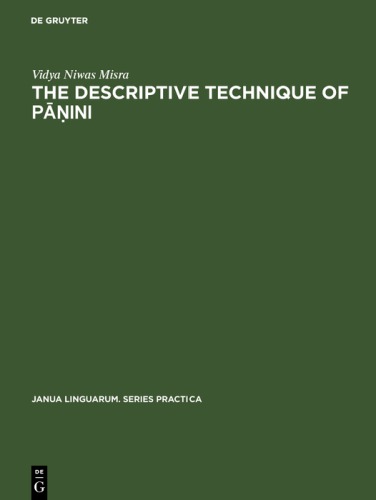 The Descriptive Technique of Pāṇini