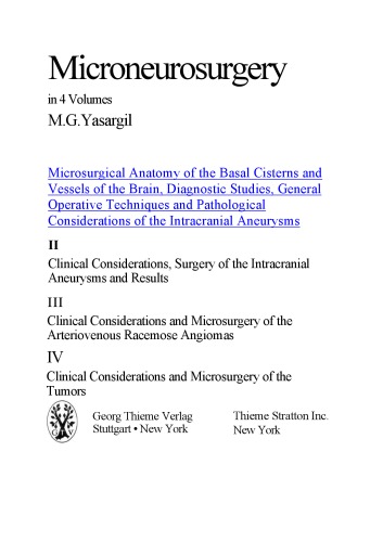 Microneurosurgery, Volume I