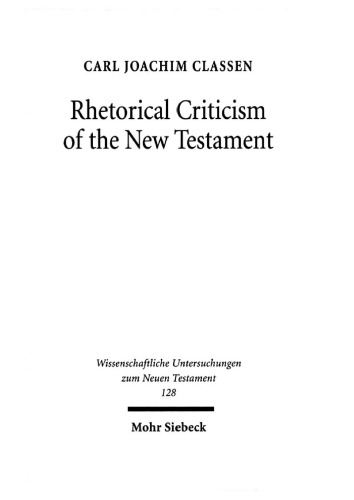 Rhetorical Criticism of the New Testament