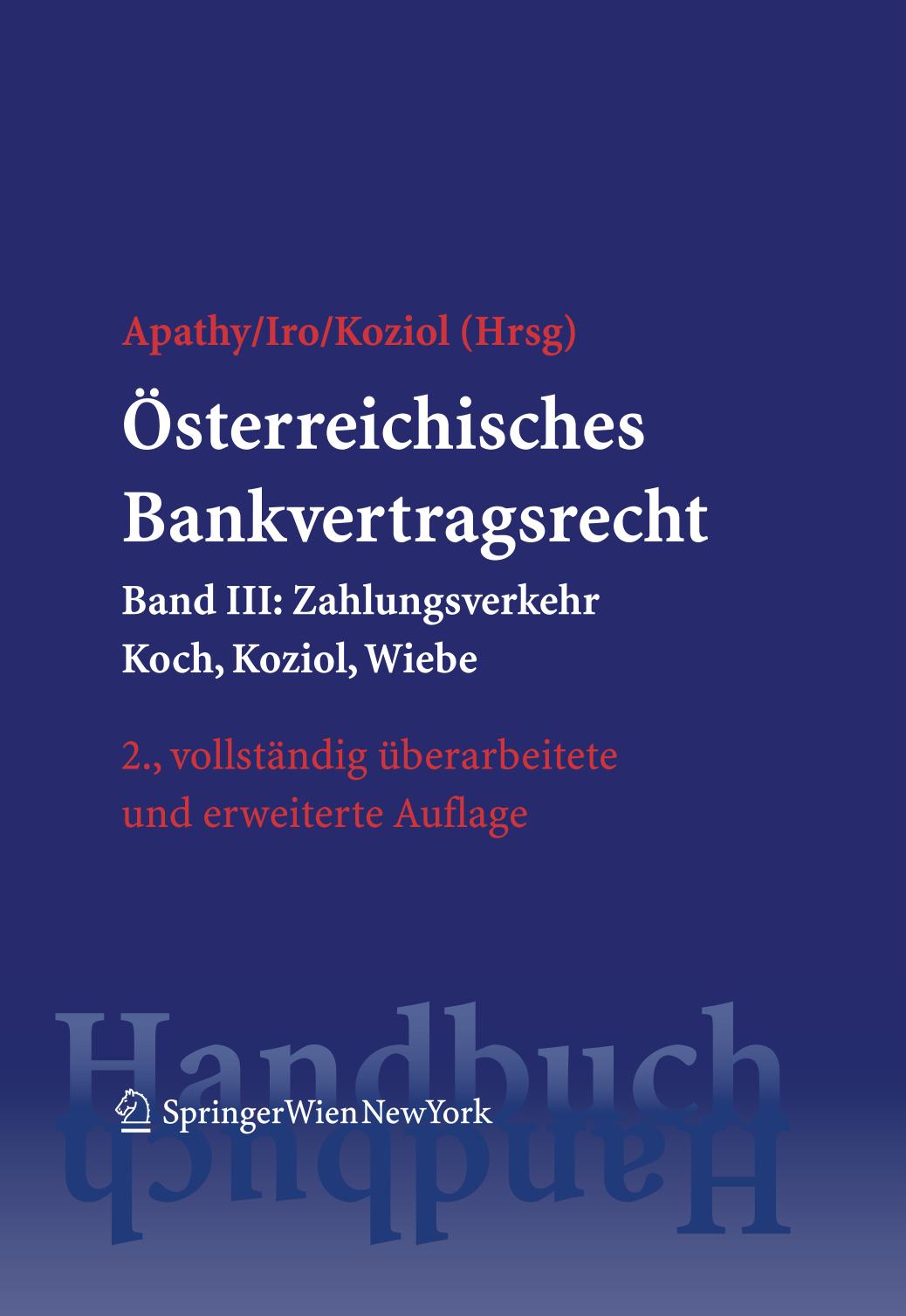 Österreichisches Bankvertragsrecht Band III: Zahlungsverkehr