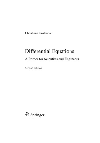 Differential equations : a primer for scientists and engineers / Christian Constanda.