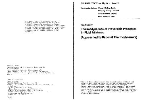 Thermodynamics Of Irreversible Processes In Fluid Mixtures