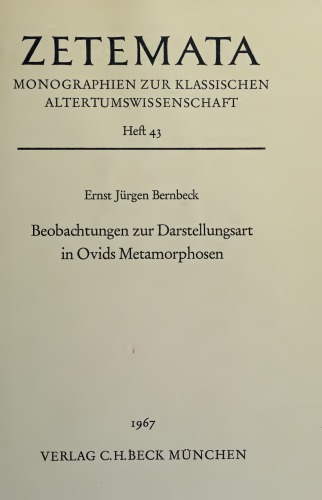Beobachtungen zur Darstellungsart in Ovids Metamorphosen