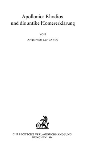 Apollonios Rhodios und die antike Homererklarung