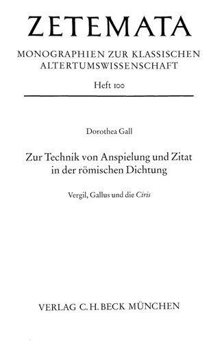 Zur Technik Von Anspielung Und Zitat In Der Romischen Dichtung