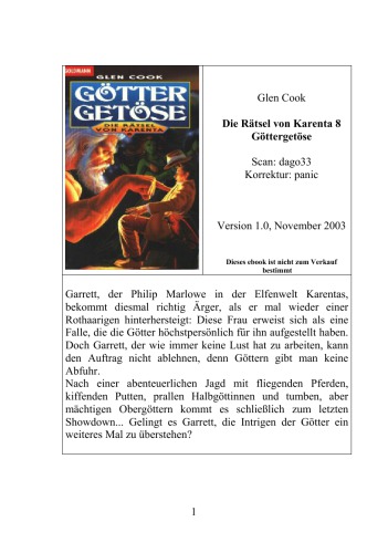 Die Rätsel von Karenta Bd. 8. Göttergetöse / aus dem Amerikan. von Wolfgang Thon