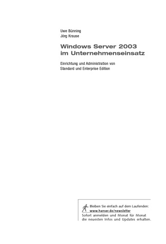 Windows-Server 2003 : Einrichtung und Administration von Unternehmensnetzen mit Standard und Enterprise Edition