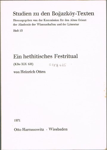 Ein hethitisches Festritual (KBo XIX 128)