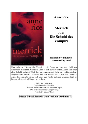 Merrick oder die Schuld des Vampirs