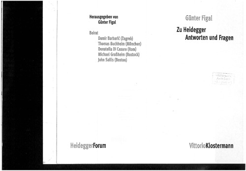 Zu Heidegger. Antworten Und Fragen