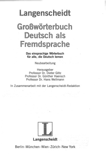 Langenscheidt Großwörterbuch Deutsch als Fremdsprache