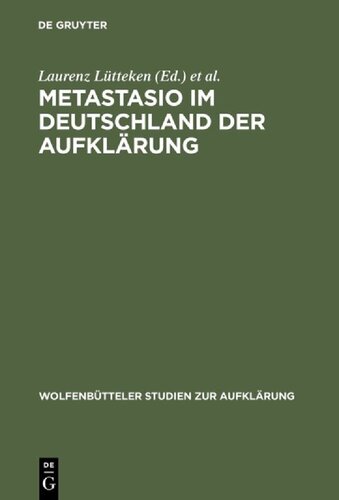 Metastasio Im Deutschland Der Aufklarung