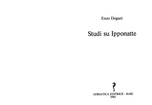 Studi Su Ipponatte (Spudasmata)