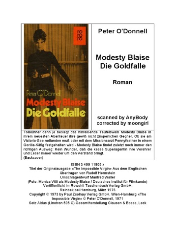 Modesty Blaise, die Goldfalle Roman