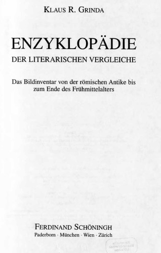 Enzyklopädie der literarischen Vergleiche : das Bildinventar von der römischen Antike bis zum Ende des Frühmittelalters