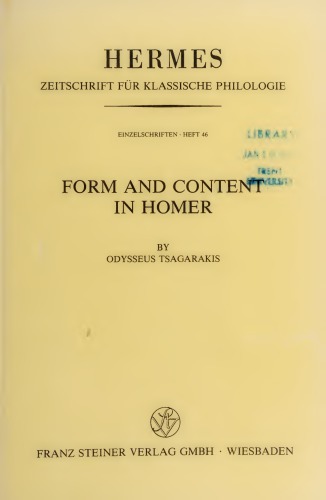 Form And Content In Homer