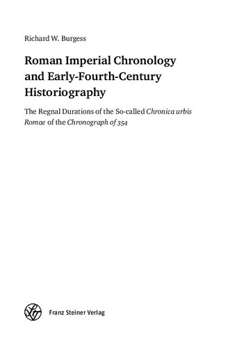 Roman Imperial Chronology and Early-Fourth-Century Historiography