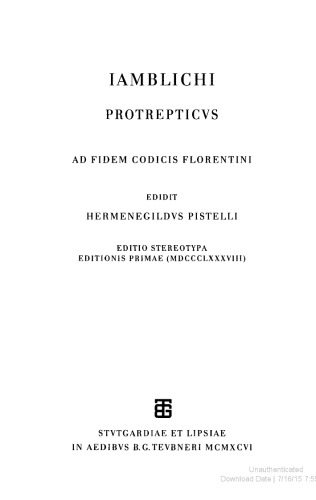 Iamblichi, Protrepticus