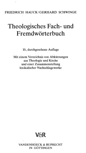 Theologisches Fach  Und Fremdwörterbuch