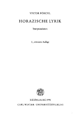 Horazische Lyrik : Interpretationen