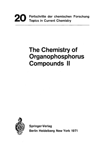 Topics In Current Chemistry, Volume 20