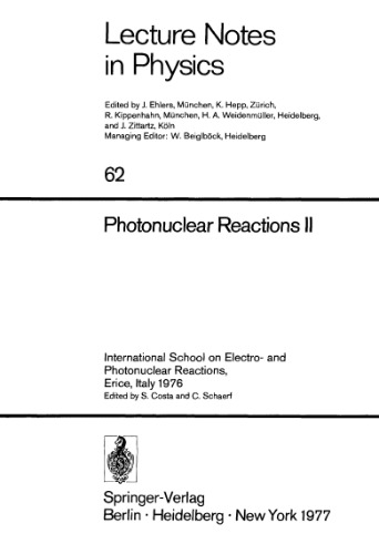 Photonuclear Reactions I