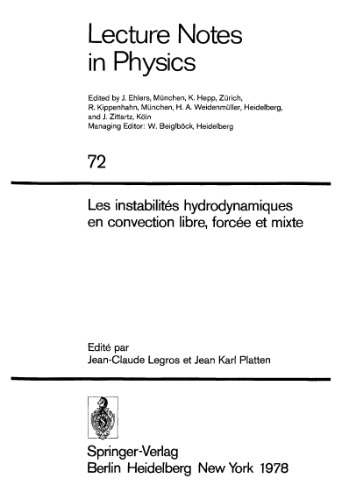 Les instabilités hydrodynamique en convection libre, forcée et mixte