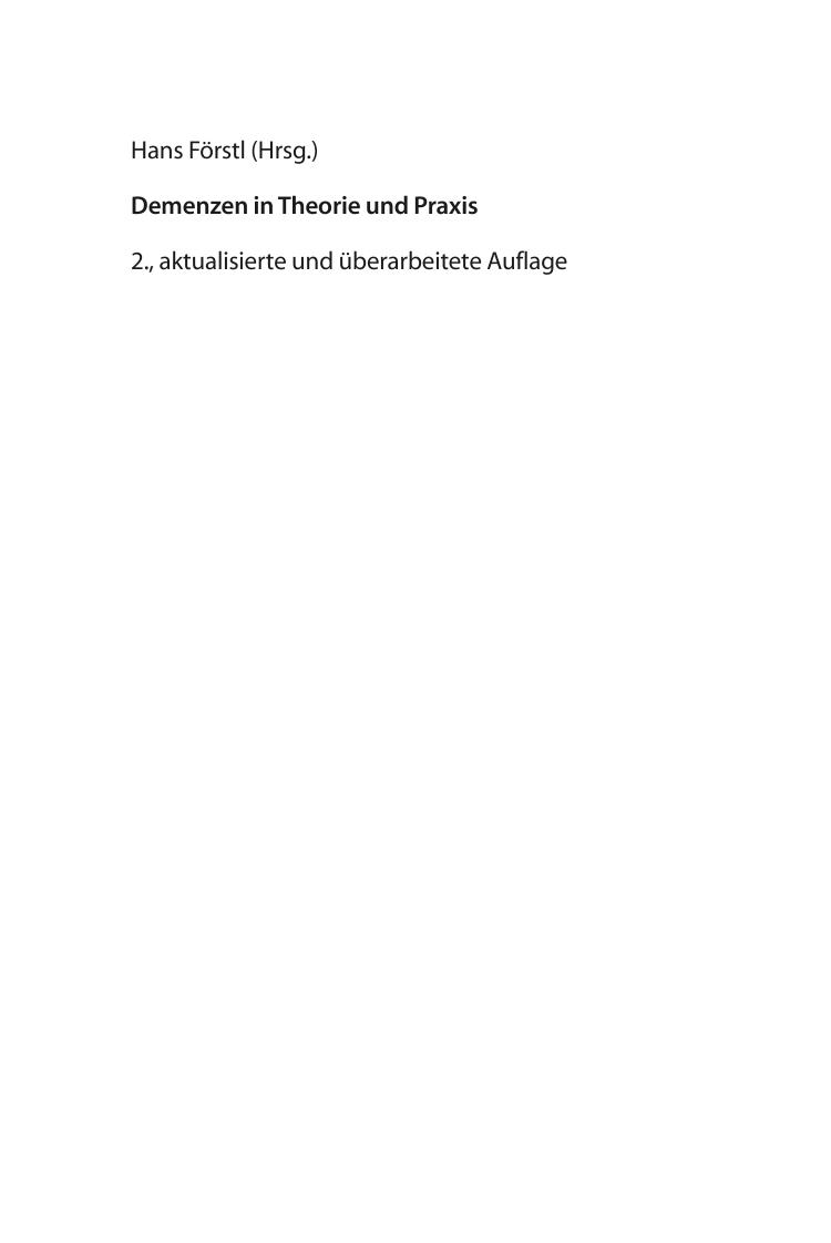 Demenzen in Theorie und Praxis