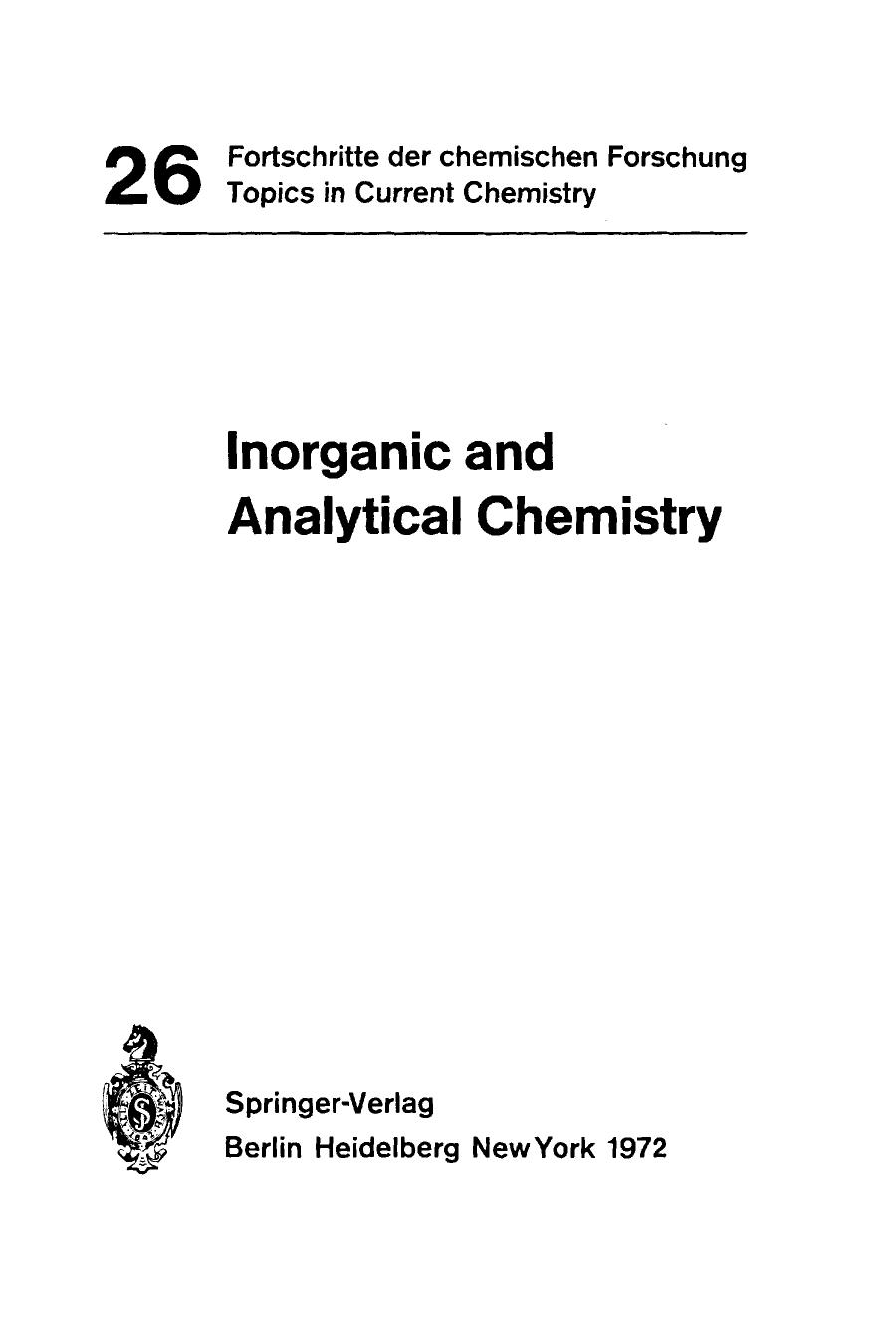 Inorganic and Analytical Chemistry