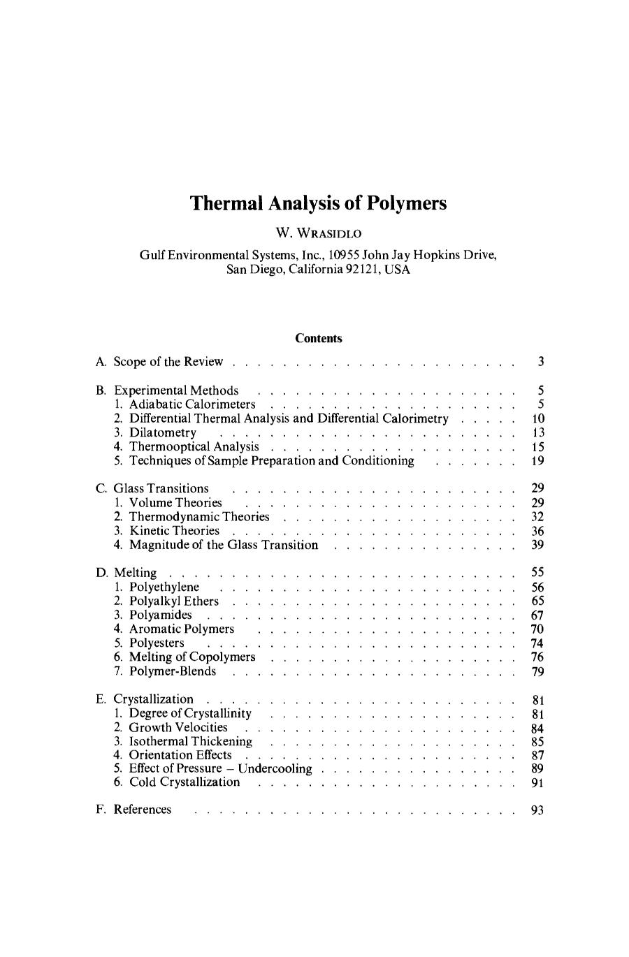 Thermal Analysis of Polymers