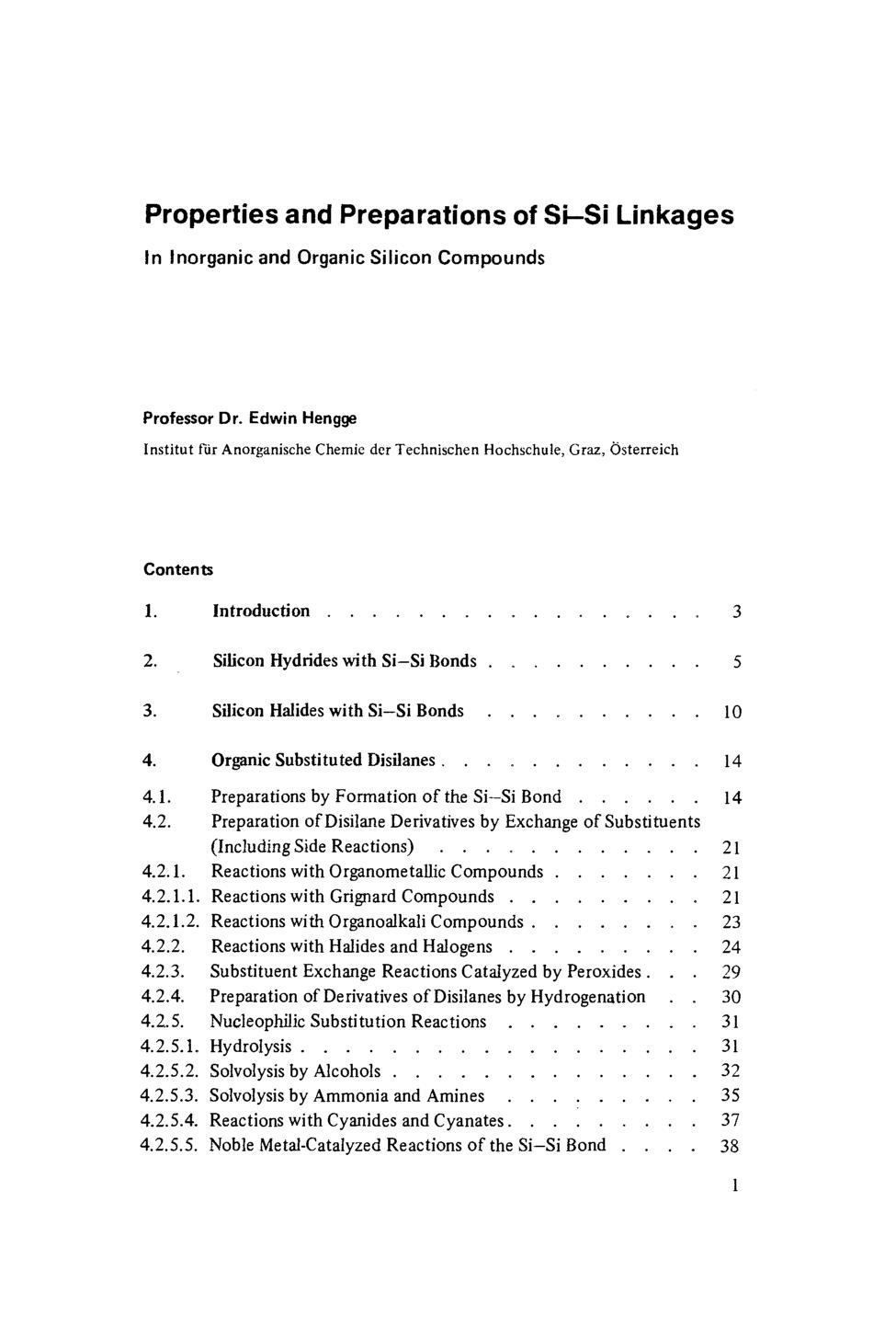 Silicon Chemistry II