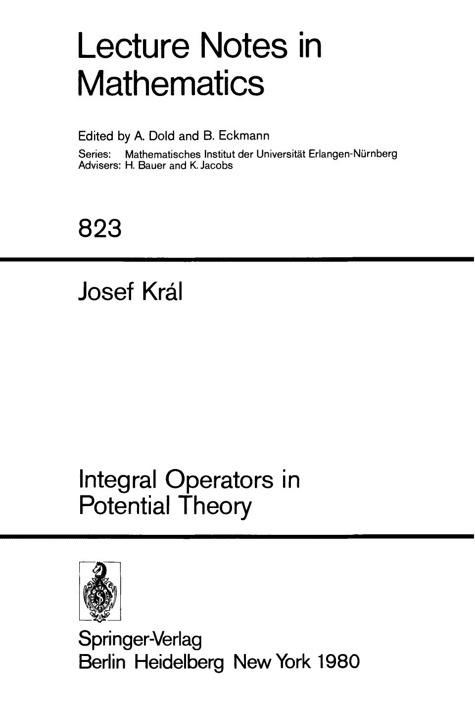 Integral Operators in Potential Theory