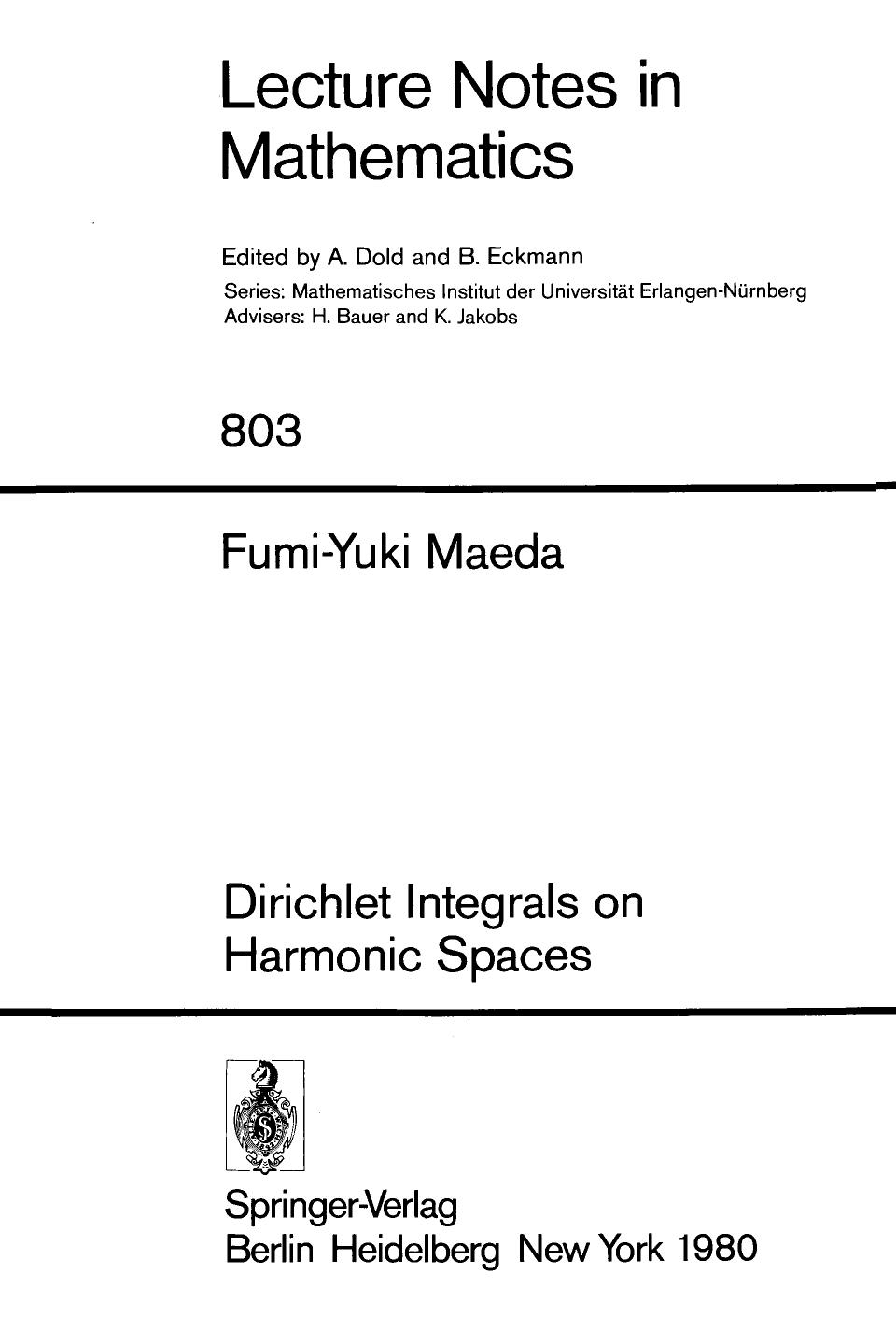 Dirichlet Integrals on Harmonic Spaces