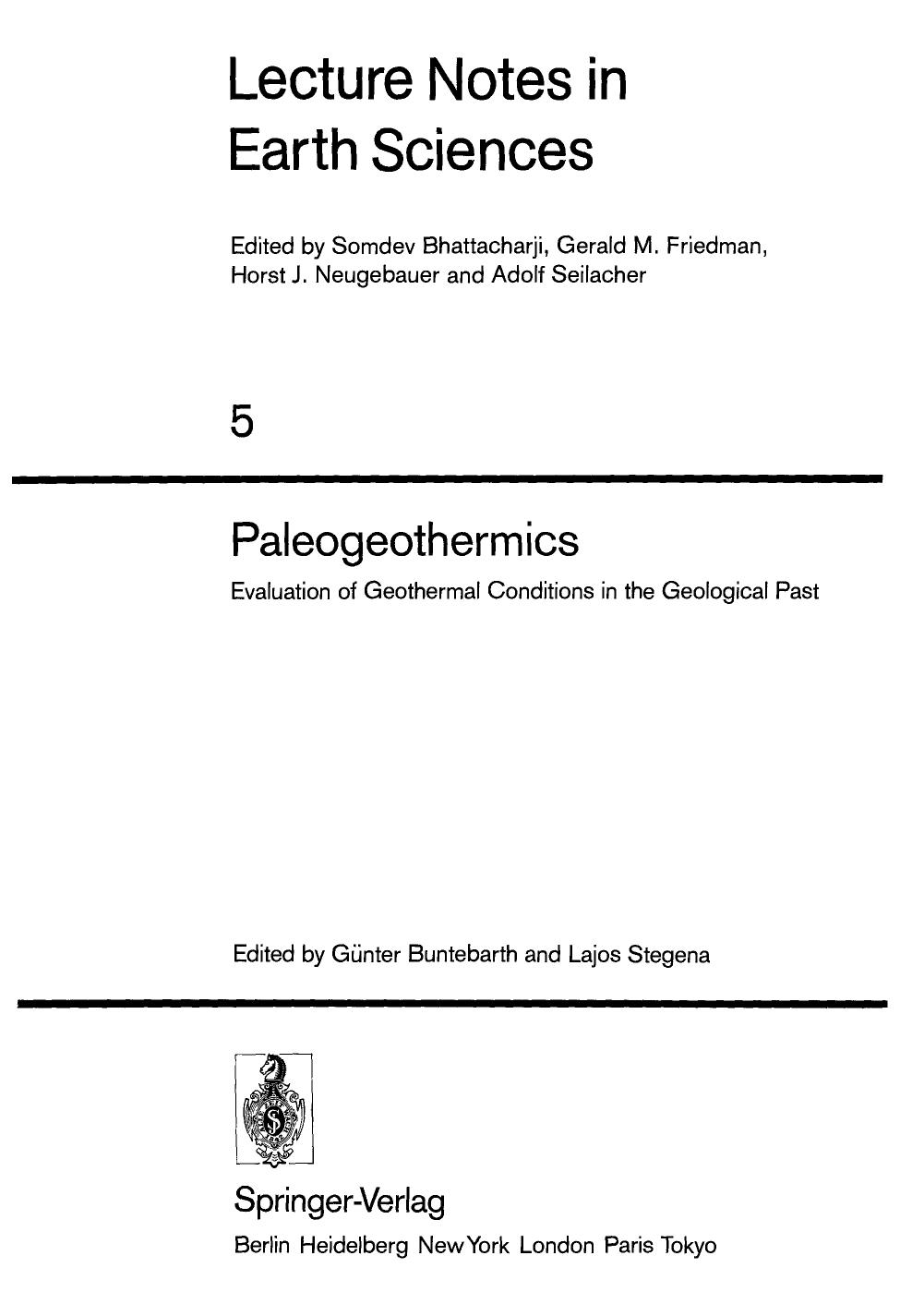 Paleogeothermics : evaluation of geothermal conditions in the geological past