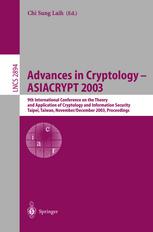 Advances in Cryptology - Asiacrypt 2003