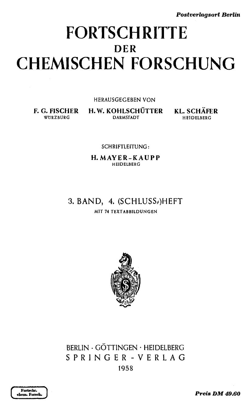 Fortschritte Der Chemischen Forschung Volume 3.